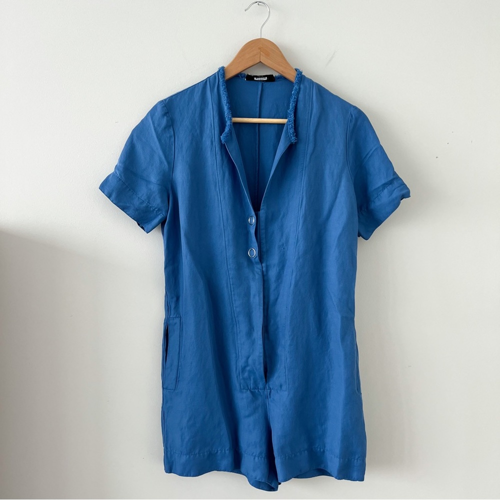 Sandro Blue Denim Romper Casual Jumpsuit